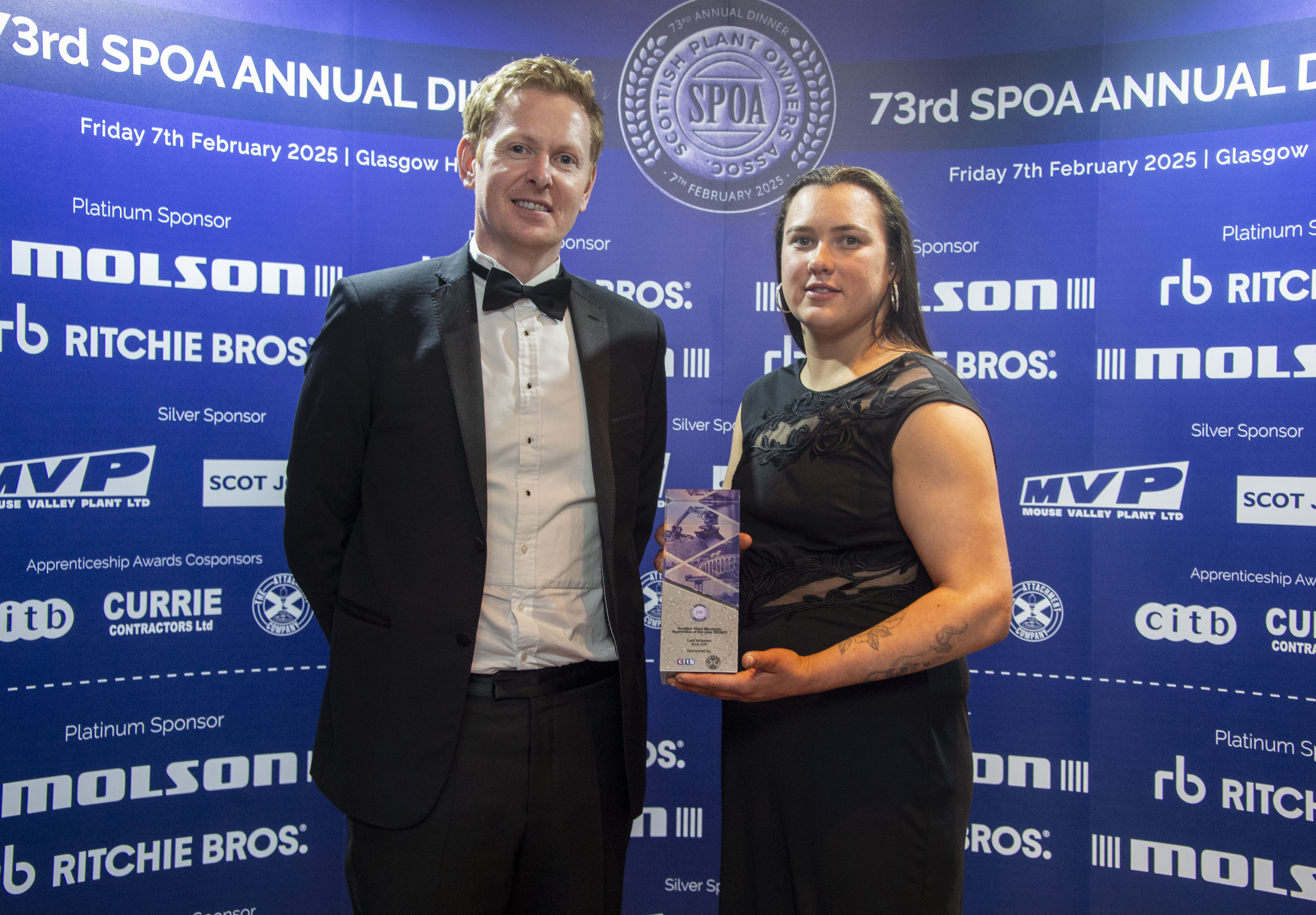 Iain Bryant from Scot JCB with Lara Mcleman Plant Mechanic Apprentice of the Year (2).jpg