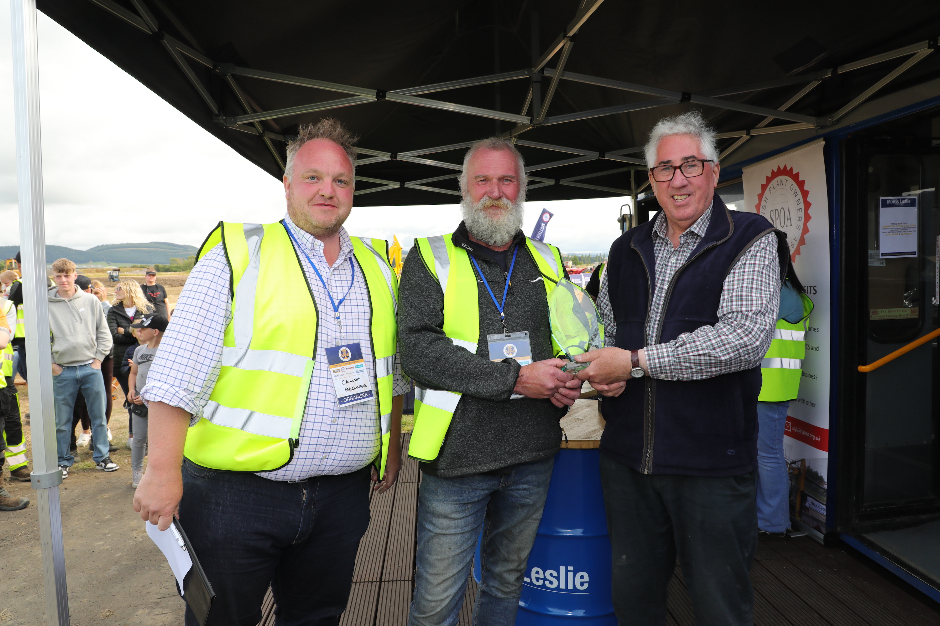 Callum Mackintosh, Gordon Durno and Morris Leslie. Photo credit David Wylie, Earthmovers Magazine