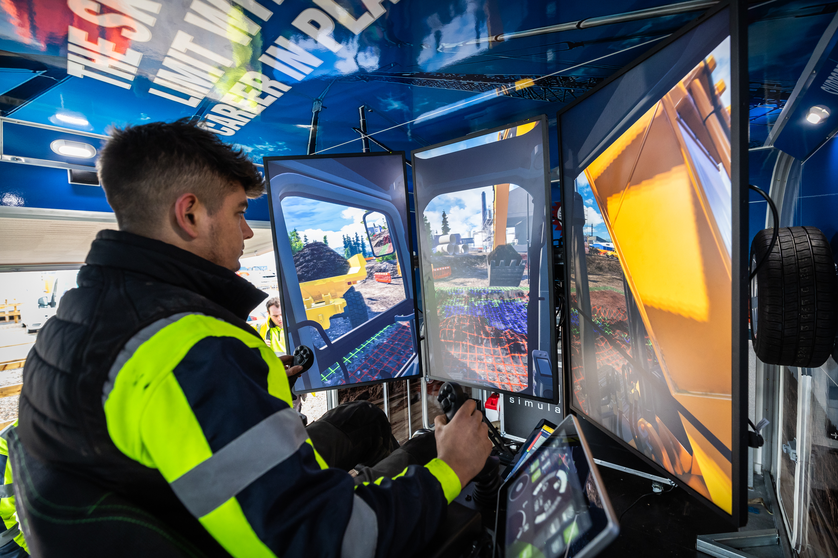 Plant operator trying out the trailer at the construction site for Moray West Substation 4.jpg